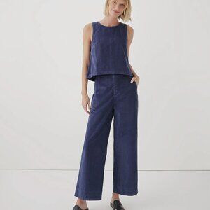 NWT Pact Women's Modern Corduroy Wide Leg Pant Medium, Ink Blue